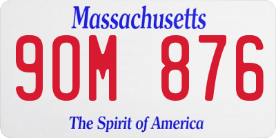 MA license plate 9OM876