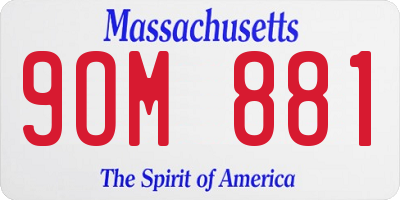 MA license plate 9OM881