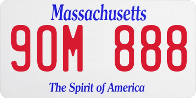 MA license plate 9OM888