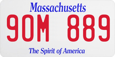 MA license plate 9OM889