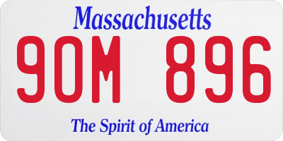 MA license plate 9OM896