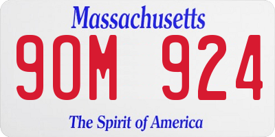 MA license plate 9OM924