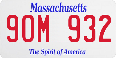 MA license plate 9OM932