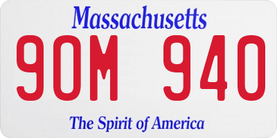 MA license plate 9OM940
