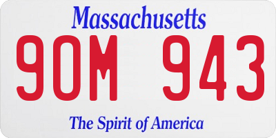 MA license plate 9OM943