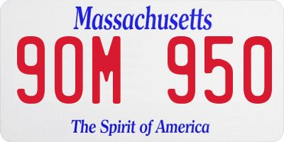 MA license plate 9OM950