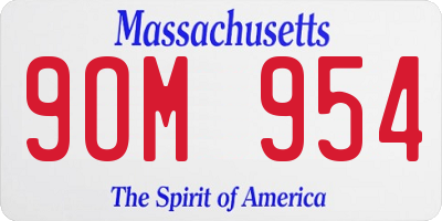 MA license plate 9OM954
