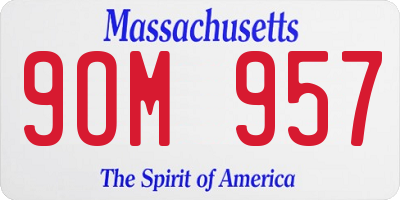 MA license plate 9OM957