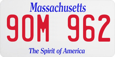 MA license plate 9OM962