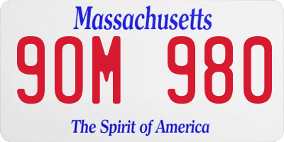 MA license plate 9OM980