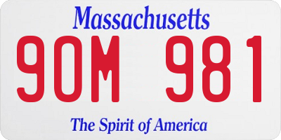 MA license plate 9OM981