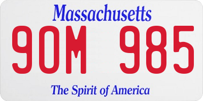 MA license plate 9OM985