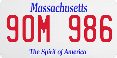 MA license plate 9OM986
