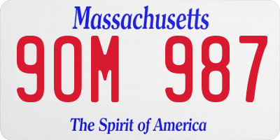 MA license plate 9OM987