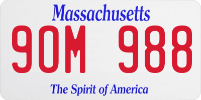 MA license plate 9OM988