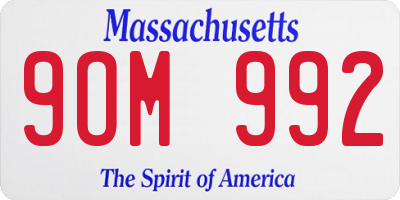 MA license plate 9OM992