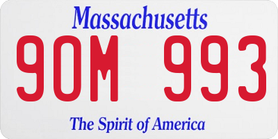 MA license plate 9OM993
