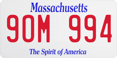 MA license plate 9OM994