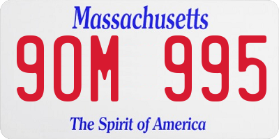 MA license plate 9OM995