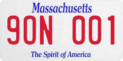 MA license plate 9ON001