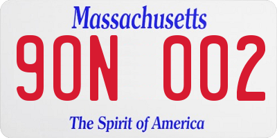 MA license plate 9ON002