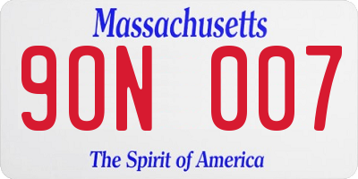 MA license plate 9ON007