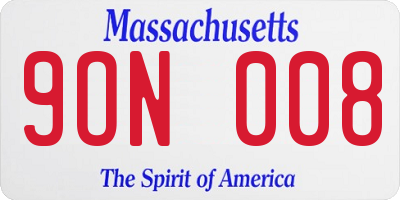 MA license plate 9ON008