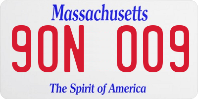 MA license plate 9ON009
