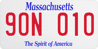 MA license plate 9ON010