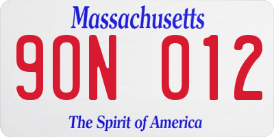 MA license plate 9ON012