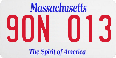 MA license plate 9ON013