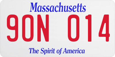 MA license plate 9ON014