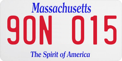 MA license plate 9ON015