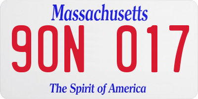 MA license plate 9ON017