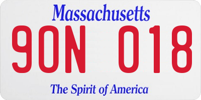 MA license plate 9ON018