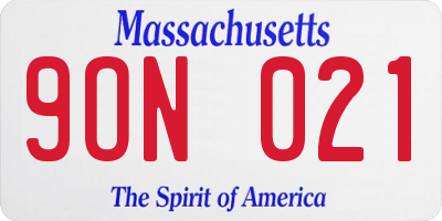 MA license plate 9ON021