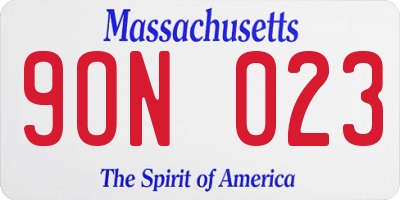 MA license plate 9ON023