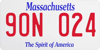 MA license plate 9ON024