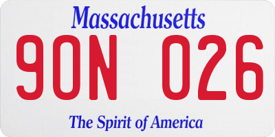 MA license plate 9ON026