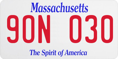MA license plate 9ON030