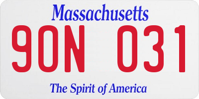 MA license plate 9ON031