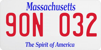 MA license plate 9ON032