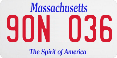 MA license plate 9ON036