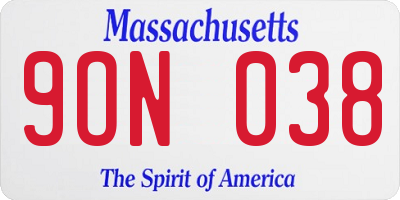 MA license plate 9ON038