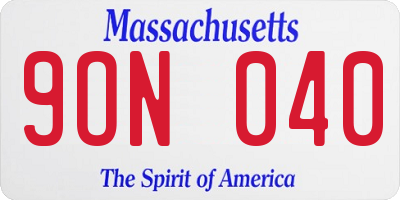 MA license plate 9ON040