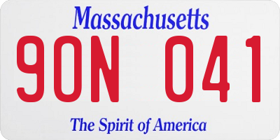 MA license plate 9ON041
