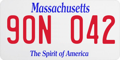 MA license plate 9ON042