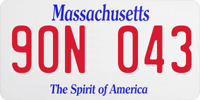 MA license plate 9ON043