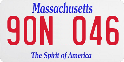 MA license plate 9ON046