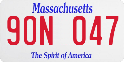 MA license plate 9ON047